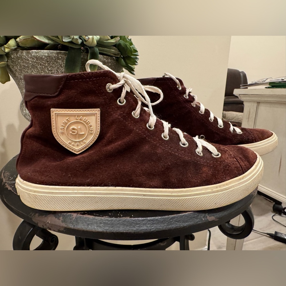 Saint Laurent Men's Brown High-Top Sneakers - Picture 3 of 4